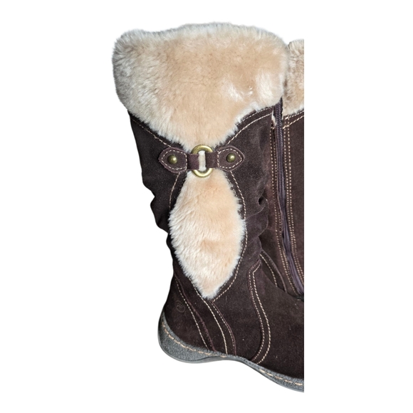 Bare Trap Women's Brown Suede Boots with Cream Fur Lining Size 7 - Picture 2 of 12